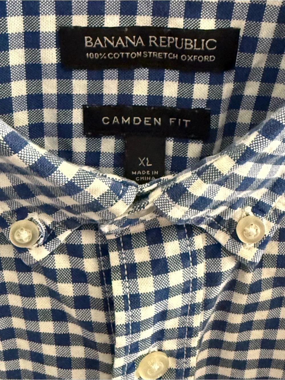 Banana Republic Blue and White Gingham Button-Down Shirt
